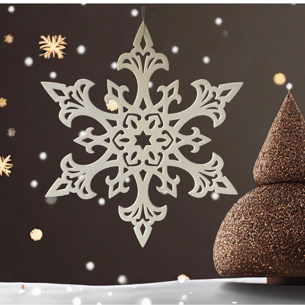 Extra Large Snowflake Ornaments with Glitter,  Set of 6